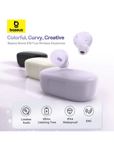 BASEUS wireless earphones bluetooth TWS ENC IPX4 Bowie E18 black