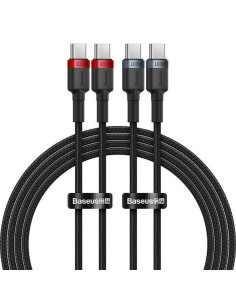 Câble BASEUS Type C vers Type C PD 5A 100W Cafule P10318306003-00 2 pièces 2 m noir rouge et noir gris