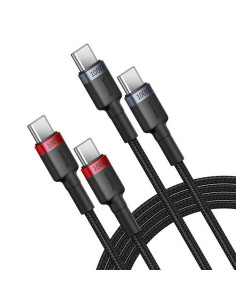 Câble BASEUS Type C vers Type C PD 5A 100W Cafule P10318306003-00 2 pièces 2 m noir rouge et noir gris 2
