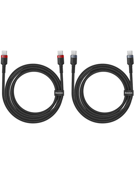 Câble BASEUS Type C vers Type C PD 5A 100W Cafule P10318306003-00 2 pièces 1 m noir rouge et noir gris