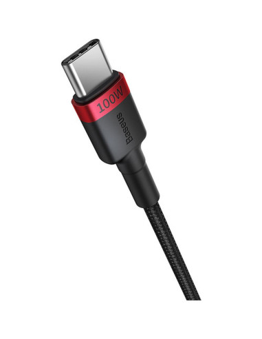 Câble BASEUS Type C vers Type C PD 5A 100W Cafule P10318306003-00 2 pièces 1 m noir rouge et noir gris