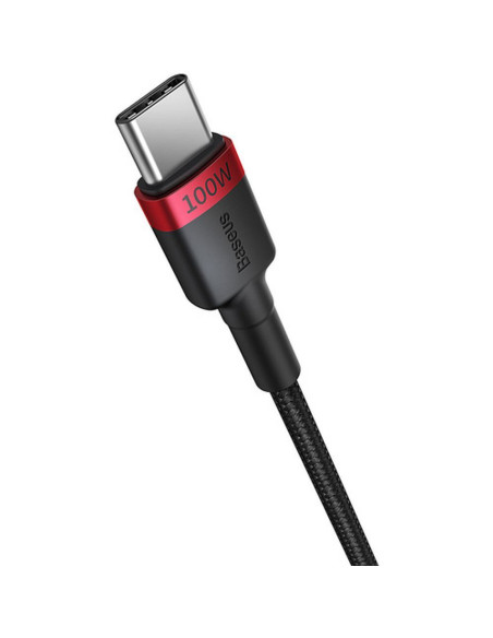 Câble BASEUS Type C vers Type C PD 5A 100W Cafule P10318306003-00 2 pièces 1 m noir rouge et noir gris