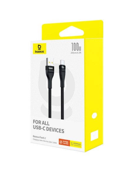 BASEUS USB A vers Type C PD QC 5A 100W Flash cable P10311804111-01 2 m noir