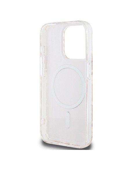 Véritable Case GUESS GUHMP15LHGCUSTGP pour iPhone 15 Pro (Compatible avec Magsafe / IML GCUBE / rose)