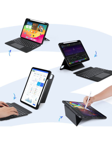 DUX DUCIS DK Case pliante avec clavier sans fil pour iPad Pro 11 (2024) noir