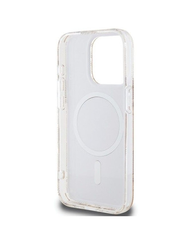 Véritable GUESS Case GUHMP15LHGCUSTGW pour iPhone 15 Pro (Compatible avec Magsafe / IML GCUBE / marron)