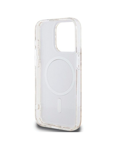 Véritable GUESS Case GUHMP15LHGCUSTGW pour iPhone 15 Pro (Compatible avec Magsafe / IML GCUBE / marron)