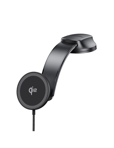 DUZZONA V4 - Support voiture à induction pour carte compatible avec la recharge MagSafe 15W et Qi2 noir