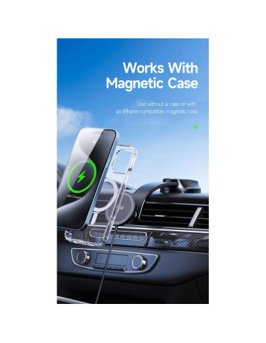 DUZZONA V4 - Support voiture à induction pour carte compatible avec la recharge MagSafe 15W et Qi2 noir