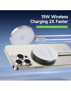 DUZZONA W18 - Chargement sans fil rapide 15W (compatible avec le chargement MagSafe et Qi2) 2