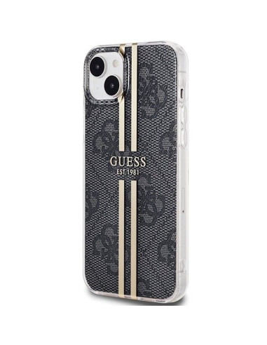 Véritable GUESS Case GUHCP15SH4PSEGK pour iPhone 15 (4G Gold Stripe / Black)