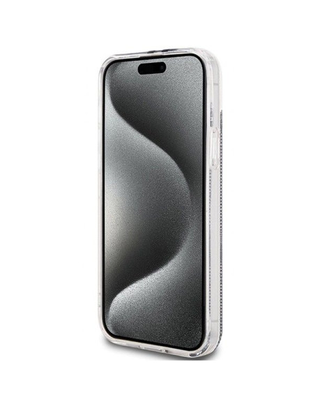 Véritable GUESS Case GUHCP15SH4PSEGK pour iPhone 15 (4G Gold Stripe / Black)