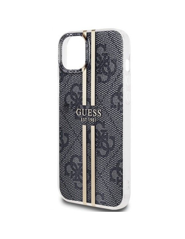 Véritable GUESS Case GUHCP15SH4PSEGK pour iPhone 15 (4G Gold Stripe / Black)