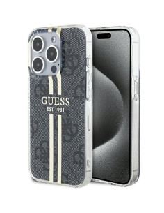 Véritable GUESS Case GUHCP15LH4PSEGK pour iPhone 15 Pro (4G Gold Stripe / Black)