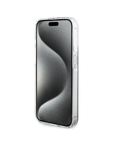 Véritable GUESS Case GUHCP15LH4PSEGK pour iPhone 15 Pro (4G Gold Stripe / Black)