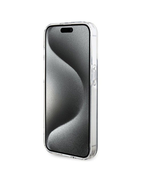Véritable GUESS Case GUHCP15LH4PSEGK pour iPhone 15 Pro (4G Gold Stripe / Black)