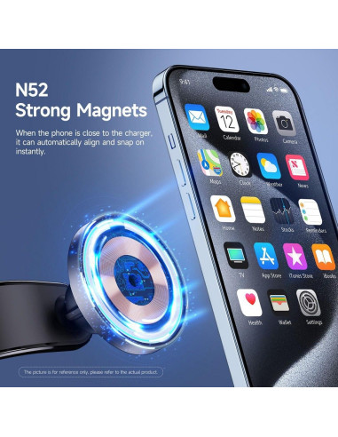 DUZZONA V3 - Support voiture à induction compatible avec MagSafe 15W noir