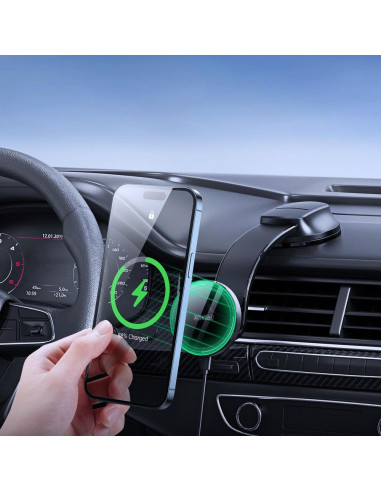 DUZZONA V3 - Support voiture à induction compatible avec MagSafe 15W noir