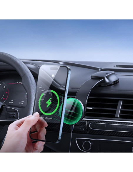 DUZZONA V3 - Support voiture à induction compatible avec MagSafe 15W noir