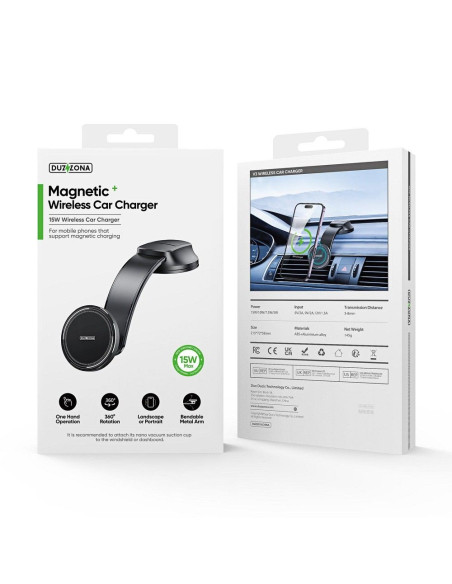 DUZZONA V3 - Support voiture à induction compatible avec MagSafe 15W noir