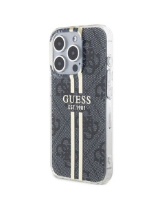 Véritable GUESS Case GUHCP15XH4PSEGK pour iPhone 15 Pro Max (4G Gold Stripe / Black) 2