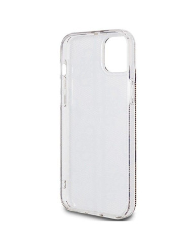 Véritable GUESS Case GUHCP15SH4PSEGW pour iPhone 15 (4G Gold Stripe / Brown)