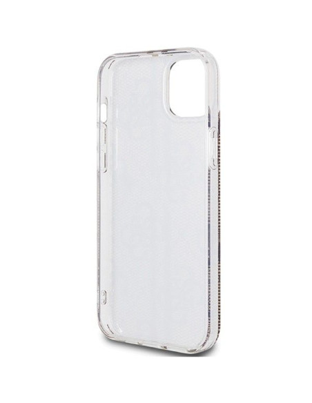 Véritable GUESS Case GUHCP15SH4PSEGW pour iPhone 15 (4G Gold Stripe / Brown)