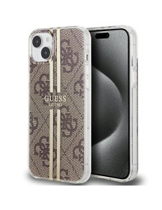 Véritable GUESS Case GUHCP15MH4PSEGW pour iPhone 15 Plus (4G Gold Stripe / Brown)