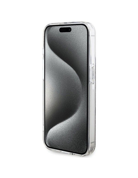 Véritable GUESS Case GUHCP15MH4PSEGW pour iPhone 15 Pro (4G Gold Stripe / Brown)