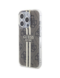 Véritable GUESS Case GUHCP15XH4PSEGW pour iPhone 15 Pro Max (4G Gold Stripe / Brown) 2