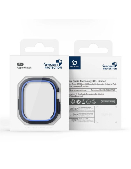 DUX DUCIS Bamo - Coque de protection en PC dur pour Apple Watch Ultra/Ultra 2 49mm noir et bleu.