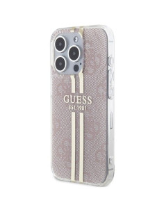 Véritable GUESS Case GUHCP14XH4PSEGP pour iPhone 14 Pro Max (4G Gold Stripe / Pink) 2