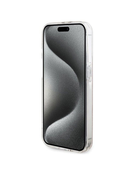 Véritable GUESS Case GUHCP14XH4PSEGP pour iPhone 14 Pro Max (4G Gold Stripe / Pink)