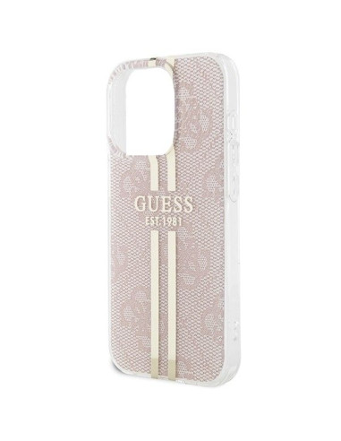 Véritable GUESS Case GUHCP14XH4PSEGP pour iPhone 14 Pro Max (4G Gold Stripe / Pink)