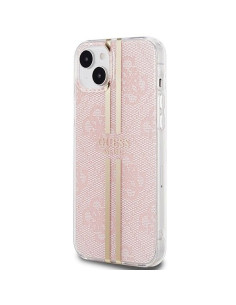 Véritable GUESS Case GUHCP15SH4PSEGP pour iPhone 15 (4G Gold Stripe / Pink) 2