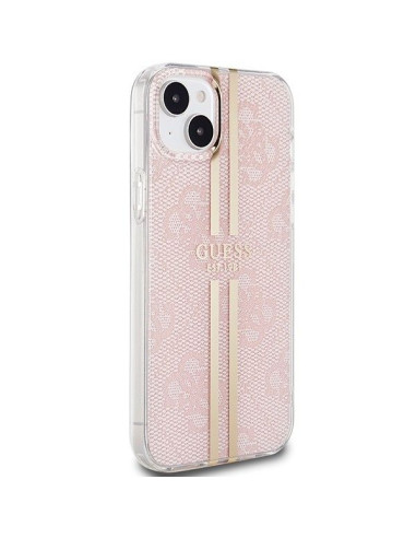 Véritable GUESS Case GUHCP15SH4PSEGP pour iPhone 15 (4G Gold Stripe / Pink)