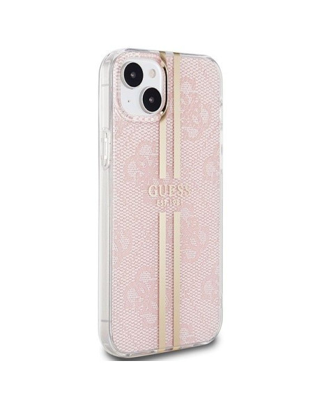 Véritable GUESS Case GUHCP15SH4PSEGP pour iPhone 15 (4G Gold Stripe / Pink)