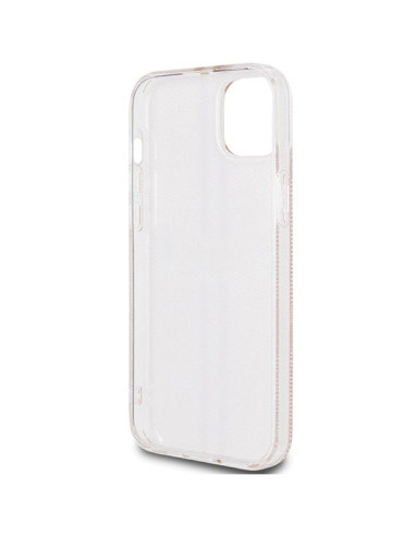 Véritable GUESS Case GUHCP15SH4PSEGP pour iPhone 15 (4G Gold Stripe / Pink)