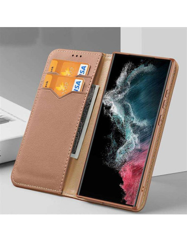 DUX DUCIS Hivo - Case en cuir pour Samsung Galaxy S24 marron