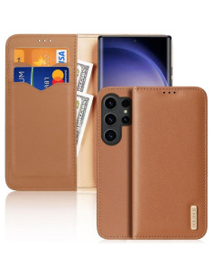 DUX DUCIS Hivo - Case en cuir pour Samsung Galaxy S24 Plus marron