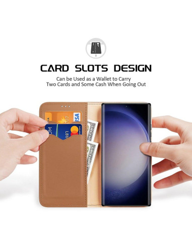 DUX DUCIS Hivo - Case en cuir pour Samsung Galaxy S24 Plus marron