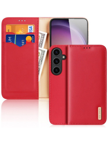 DUX DUCIS Hivo - Case en cuir pour Samsung Galaxy S24 Ultra rouge