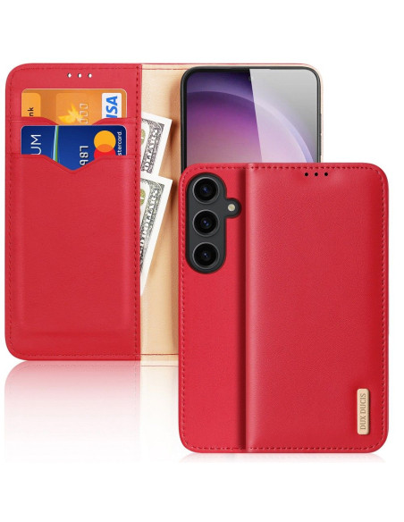 DUX DUCIS Hivo - Case en cuir pour Samsung Galaxy S24 Ultra rouge