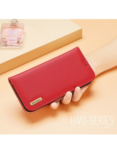 DUX DUCIS Hivo - Case en cuir pour Samsung Galaxy S24 Ultra rouge
