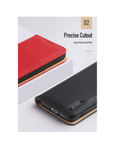 DUX DUCIS Hivo - Case en cuir pour Samsung Galaxy S24 Ultra rouge