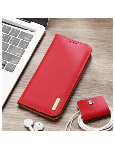 DUX DUCIS Hivo - Case en cuir pour Samsung Galaxy S24 Ultra rouge