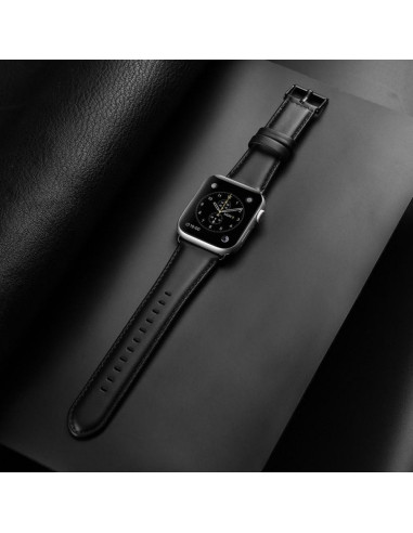 DUX DUCIS YA - Bracelet en cuir véritable pour Apple Watch 38/40/41mm noir