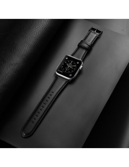 DUX DUCIS YA - Bracelet en cuir véritable pour Apple Watch 38/40/41mm noir