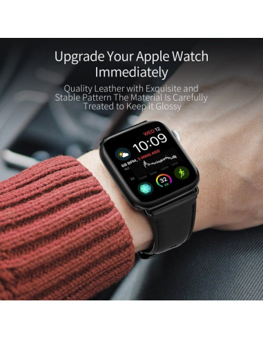 DUX DUCIS YA - Bracelet en cuir véritable pour Apple Watch 38/40/41mm noir