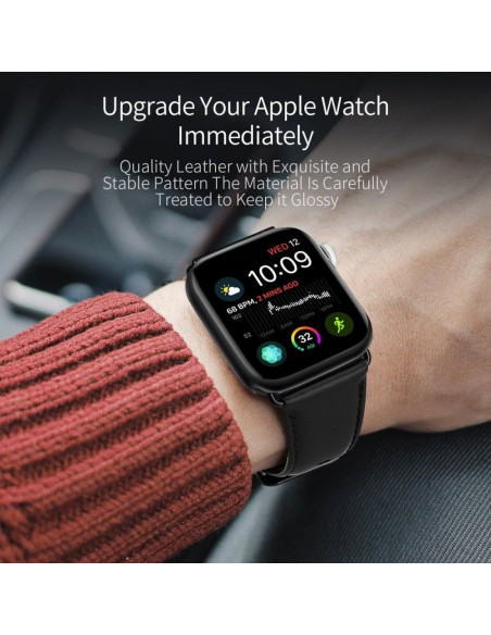 DUX DUCIS YA - Bracelet en cuir véritable pour Apple Watch 38/40/41mm noir